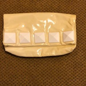 2000s MARC JACOBS FERGIE Yellow Patent Leather Foldover Clutch White Resin Studs
